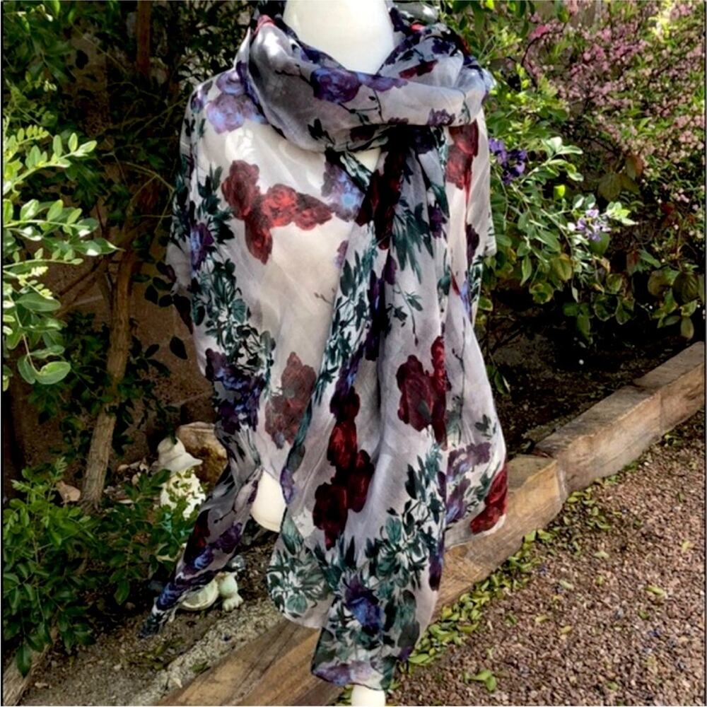 Floral Shawl Wrap Coverup Scarf Set